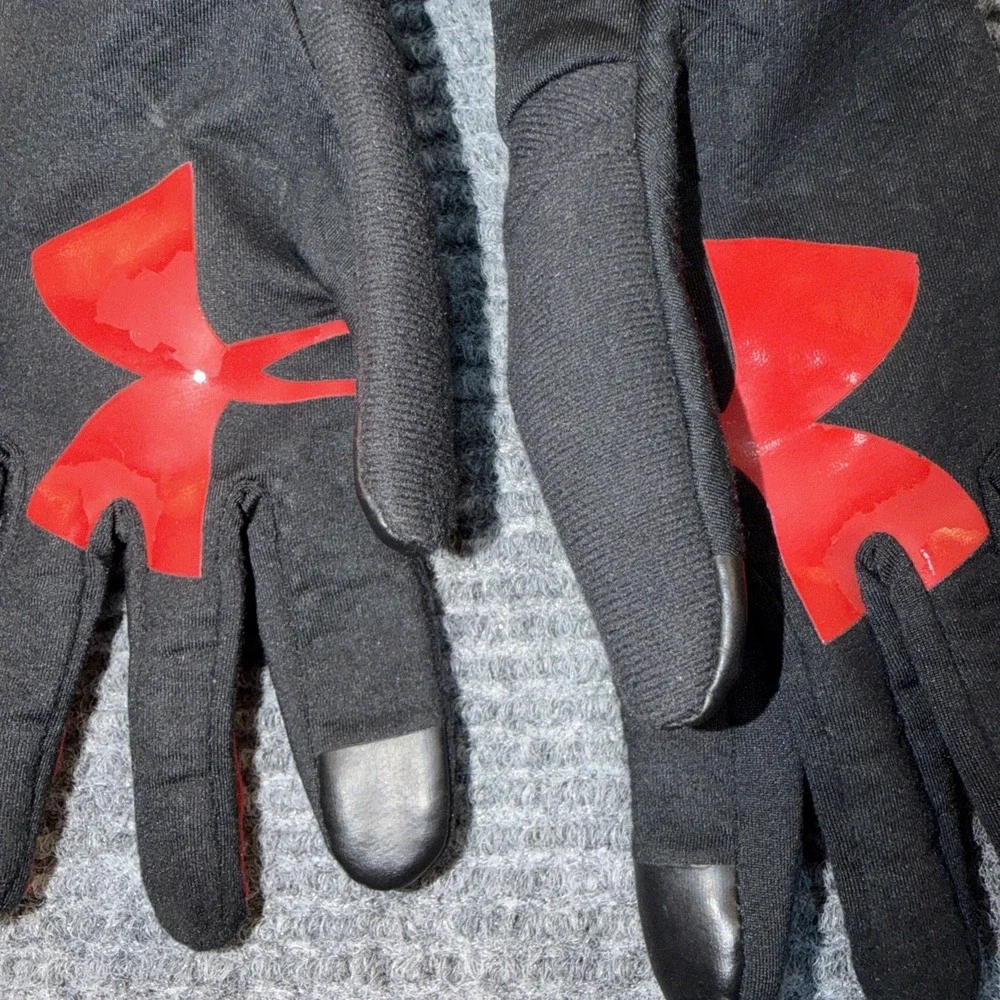 Under Armour youth boys MD sports gloves football baseball black red SZ YMD/JM/M